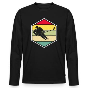 Hockey sur glace Hockey Hockey Joueur de hockey - T-shirt manches longues Premium bio Homme - noir - Devant - Nico (187cm)
