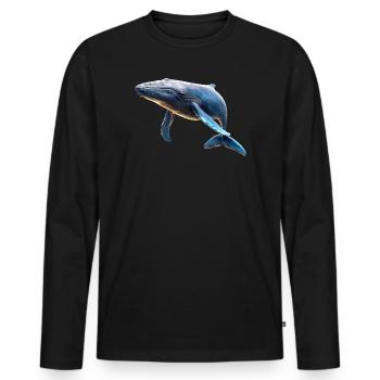 Blue Whale Whale Blue Whales Whale Song Diver Ocean Whales - Men's Premium Organic Long Sleeve Shirt - black - Front - Nico (187cm)