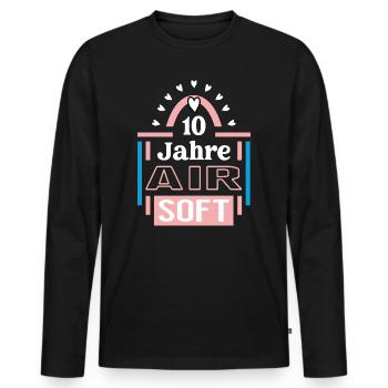 Airsoft Anniversaire 10 ans Entraîneur Joueur - T-shirt manches longues Premium bio Homme - noir - Devant - Nico (187cm)