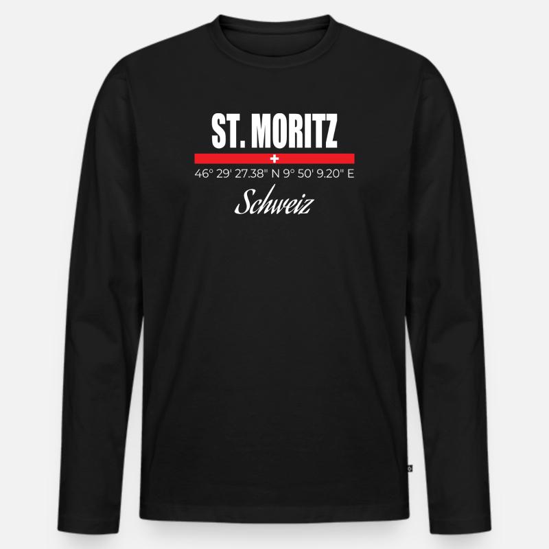 St. Moritz - Männer Premium Bio Langarmshirt - Schwarz
