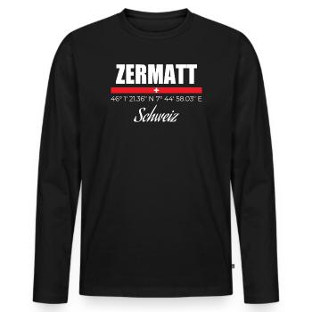 Zermatt - Men's Premium Organic Long Sleeve Shirt - black - Front - Nico (187cm)