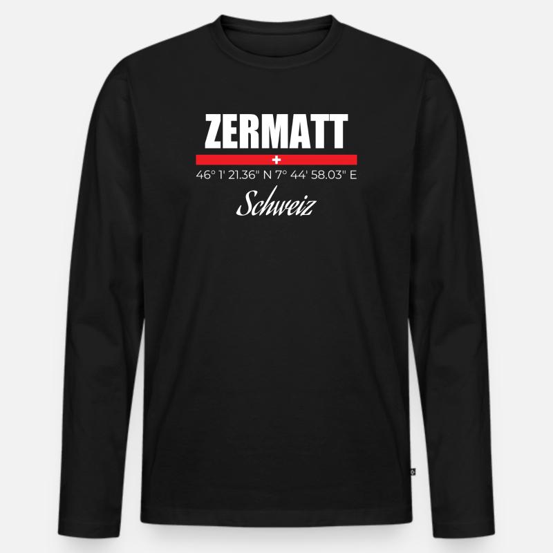 Zermatt - Männer Premium Bio Langarmshirt - Schwarz