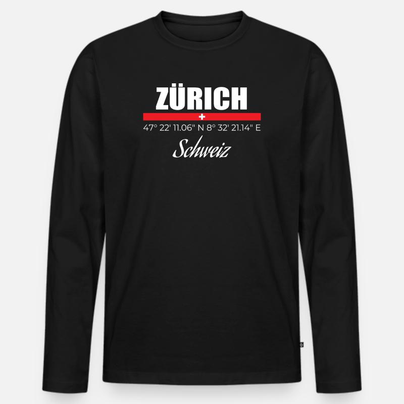 Zürich - Männer Premium Bio Langarmshirt - Schwarz
