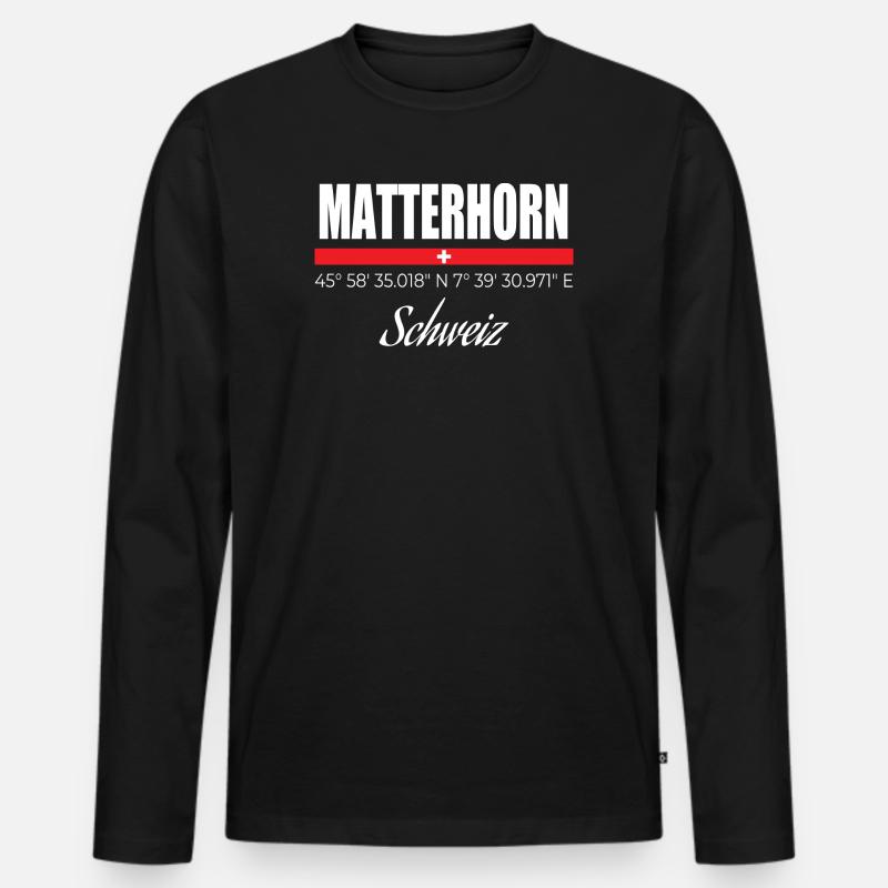 Matterhorn - Männer Premium Bio Langarmshirt - Schwarz