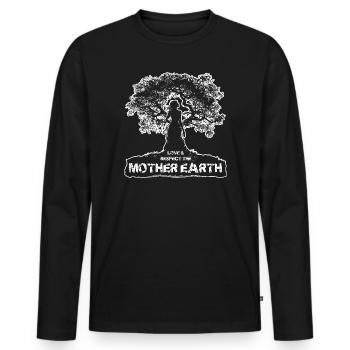 Mother Earth - White Design - Men's Premium Organic Long Sleeve Shirt - black - Front - Nico (187cm)