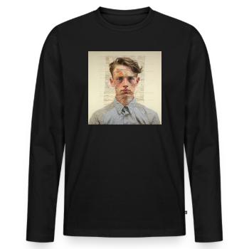 Patchwork-Portraet Collage - Männer Premium Bio Langarmshirt - Schwarz - Vorne - Nico (187cm)
