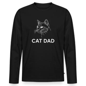 Cat Dad Minimalist Cat Line Art Gift - Men's Premium Organic Long Sleeve Shirt - black - Front - Nico (187cm)