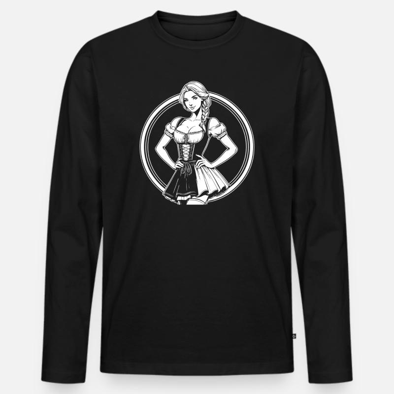 Cooles Dirndl Comic Design - Männer Premium Bio Langarmshirt - Schwarz
