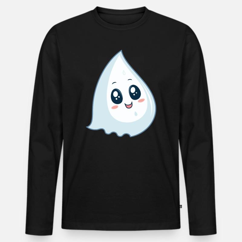 Drop kawaii blaues Lächeln - Männer Premium Bio Langarmshirt - Schwarz