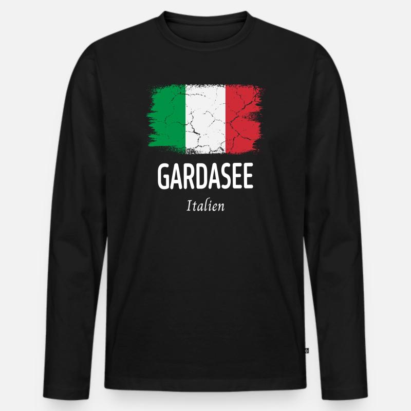 Gardasee - Männer Premium Bio Langarmshirt - Schwarz