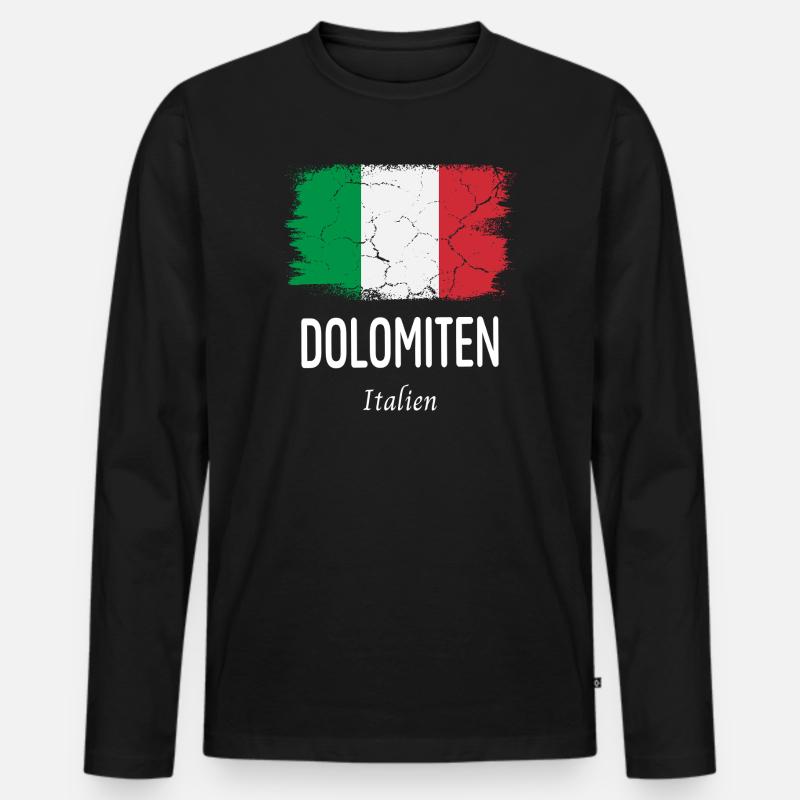 Dolomiten - Männer Premium Bio Langarmshirt - Schwarz