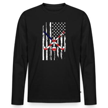 Eishockey Hockey Eishockeyspieler Geschenk  - Men's Premium Organic Long Sleeve Shirt - black - Front - Nico (187cm)