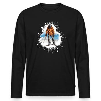 Great Dane Dog Ski Skiing Sports - Men's Premium Organic Long Sleeve Shirt - black - Front - Nico (187cm)