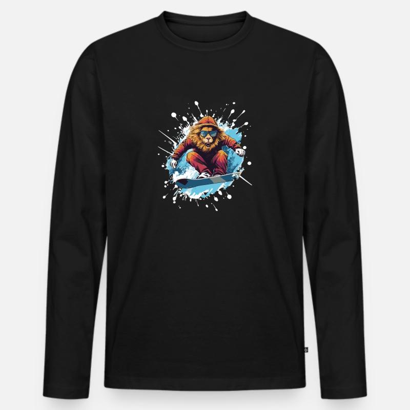 Löwe Snowboard - Männer Premium Bio Langarmshirt - Schwarz