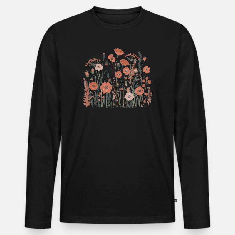 Boho Wildblumen – Blühende Harmonie - Männer Premium Bio Langarmshirt - Schwarz