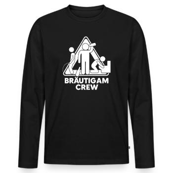 Junggesellenabschied Team Bräutigam Crew T-Shirt - Männer Premium Bio Langarmshirt - Schwarz - Vorne - Nico (187cm)