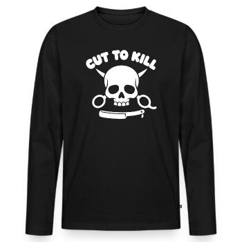 Skull Cut to Kill Motif - Men's Premium Organic Long Sleeve Shirt - black - Front - Nico (187cm)