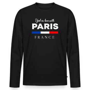 I fell in love with Paris – France Design - Men's Premium Organic Long Sleeve Shirt - black - Front - Nico (187cm)