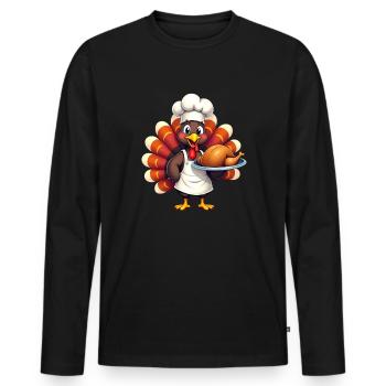 Thanksgiving Turkey Cook Thanksgiving - Men's Premium Organic Long Sleeve Shirt - black - Front - Nico (187cm)