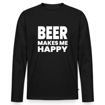 Bière - T-shirt manches longues Premium bio Homme - noir - Devant - Nico (187cm)