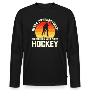 Hockey Eishockey Eishockeyspieler Geschenk - Men's Premium Organic Long Sleeve Shirt - black - Front - Nico (187cm)