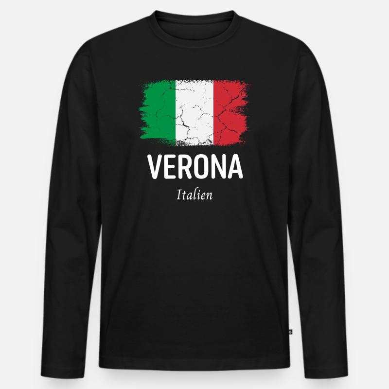 Verona - Männer Premium Bio Langarmshirt - Schwarz