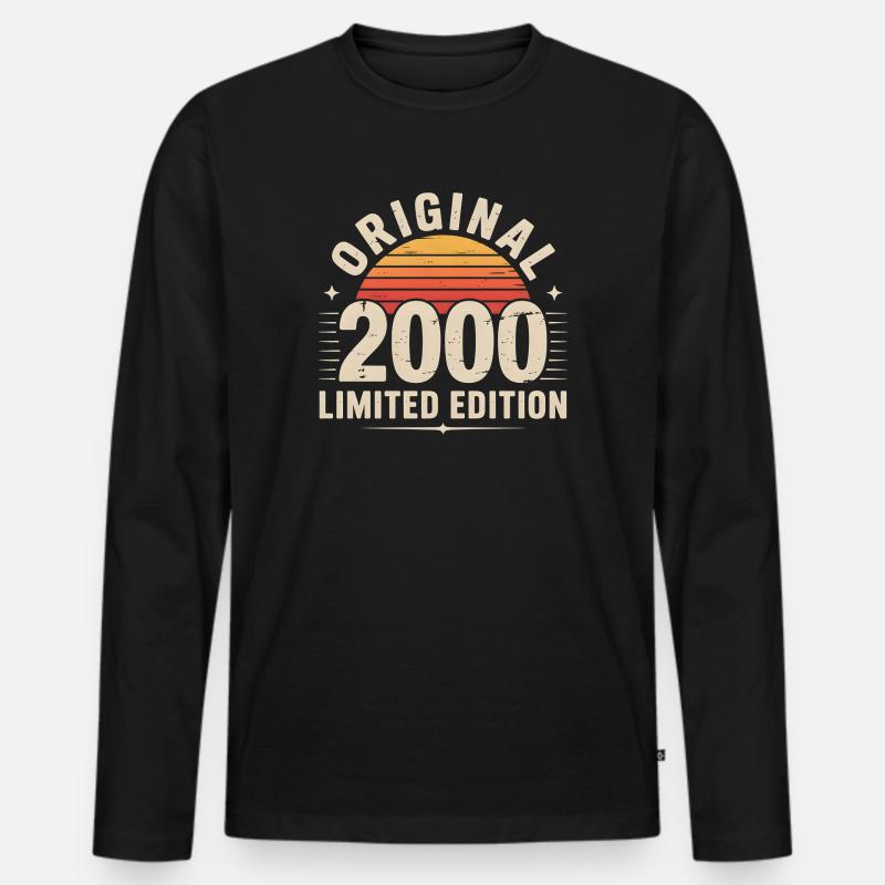 Sunset Retro 2000 Limitierte Auflage - Männer Premium Bio Langarmshirt - Schwarz
