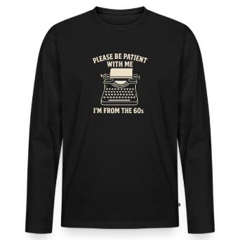 Drôle Vintage des années 60 T-Shirt Cadeau d’anniversaire - T-shirt manches longues Premium bio Homme - noir - Devant - Nico (187cm)