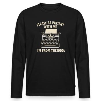 Lustiges Retro T-Shirt Geschenk 1900er Jahrgang - Männer Premium Bio Langarmshirt - Schwarz - Vorne - Nico (187cm)