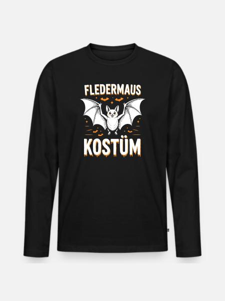 Fledermaus Kostüm Halloween Karneval - Männer Premium Bio Langarmshirt - Schwarz