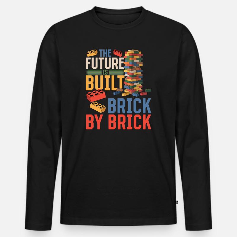 Building Blocks Kids Brick Builder - Männer Premium Bio Langarmshirt - Schwarz