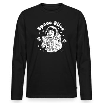 Space Slice Astronaut Pizza - Men's Premium Organic Long Sleeve Shirt - black - Front - Nico (187cm)