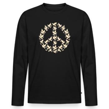 Signe de paix fait de colombes de la paix - T-shirt manches longues Premium bio Homme - noir - Devant - Nico (187cm)