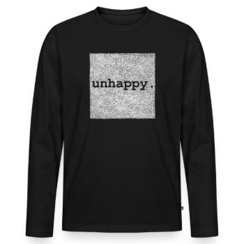 unhappy - White version - Men's Premium Organic Long Sleeve Shirt - black - Front - Nico (187cm)