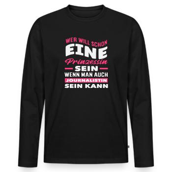 Qui veut Princess Reporter Journaliste - T-shirt manches longues Premium bio Homme - noir - Devant - Nico (187cm)