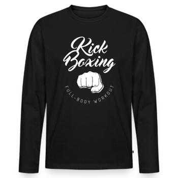 Kick Boxing – Entraînement complet du corps Poing de boxeur - T-shirt manches longues Premium bio Homme - noir - Devant - Nico (187cm)