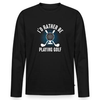 Ich würde lieber Golf spielen – Golfer Design - Männer Premium Bio Langarmshirt - Schwarz - Vorne - Nico (187cm)