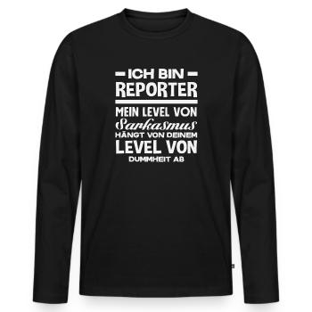 Journaliste d’investigation Journaliste Sarcasme - T-shirt manches longues Premium bio Homme - noir - Devant - Nico (187cm)