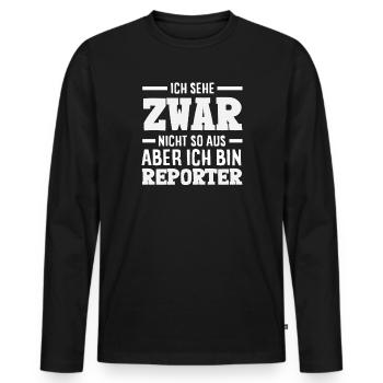 Je n’ai pas l’air d’un journaliste reporter - T-shirt manches longues Premium bio Homme - noir - Devant - Nico (187cm)