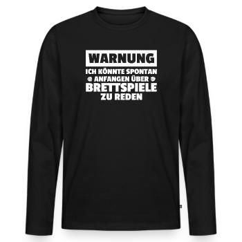 Warning: Board game, board game - Men's Premium Organic Long Sleeve Shirt - black - Front - Nico (187cm)