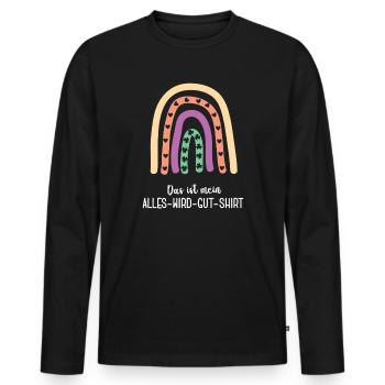 EVERYTHING WILL BE FINE Rainbow Health Motivation - Men's Premium Organic Long Sleeve Shirt - black - Front - Nico (187cm)