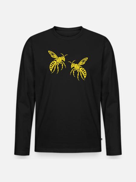 Bee Wasp - Men's Premium Organic Long Sleeve Shirt - black