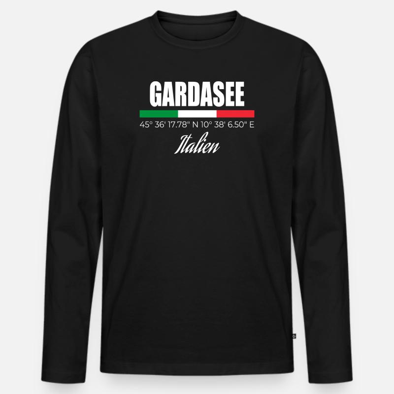 Gardasee - Männer Premium Bio Langarmshirt - Schwarz