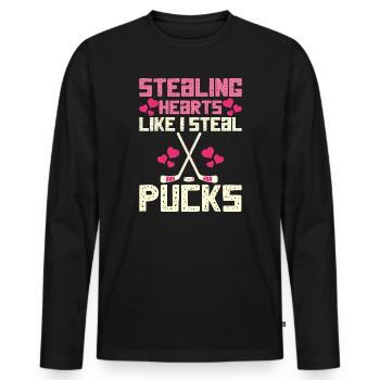 Hockey Eishockey Eishockeyspieler Geschenk - Men's Premium Organic Long Sleeve Shirt - black - Front - Nico (187cm)