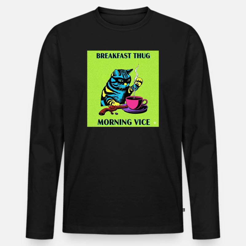 Breakfast Thug Morning Vice - Männer Premium Bio Langarmshirt - Schwarz