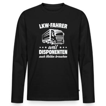 Chauffeur de camion Chauffeur de camion Chauffeur de camion - T-shirt manches longues Premium bio Homme - noir - Devant - Nico (187cm)