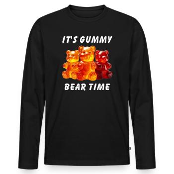 IT'S GUMMY BEAR TIME - Men's Premium Organic Long Sleeve Shirt - black - Front - Nico (187cm)
