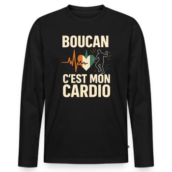 Boucan c'est mon cardio – Humor ivoirien - Männer Premium Bio Langarmshirt - Schwarz - Vorne - Nico (187cm)
