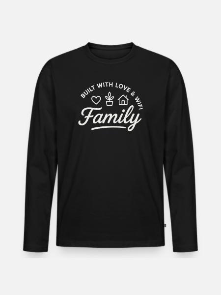 Built with Love & WiFi - Men's Premium Organic Long Sleeve Shirt - black