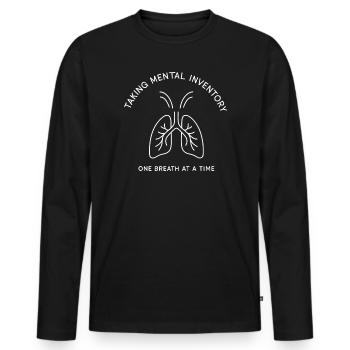 Souffle de pleine conscience - T-shirt manches longues Premium bio Homme - noir - Devant - Nico (187cm)